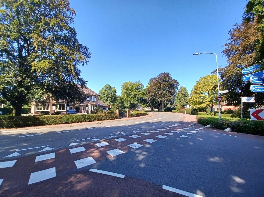 Totaalbeeld Eperweg Keuterstraat met midden in beeld de monumentale bomen